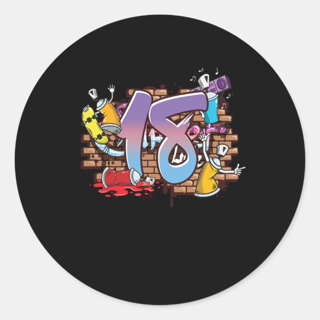 Hiphop Dancer Graffiti Künstlertypografie 18. Gebu Runder Aufkleber (Vorderseite)