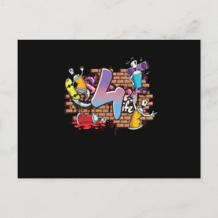 Hiphop Tänzer Graffiti Künstler Typografie 4. Gebu Postkarte