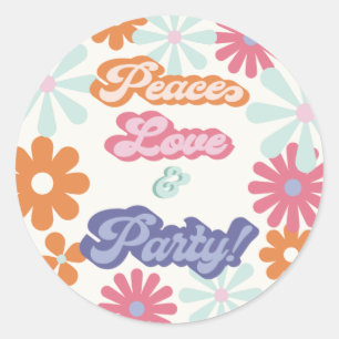 Hippie 1960er 1970er Frieden Liebe & Party Geburts Runder Aufkleber