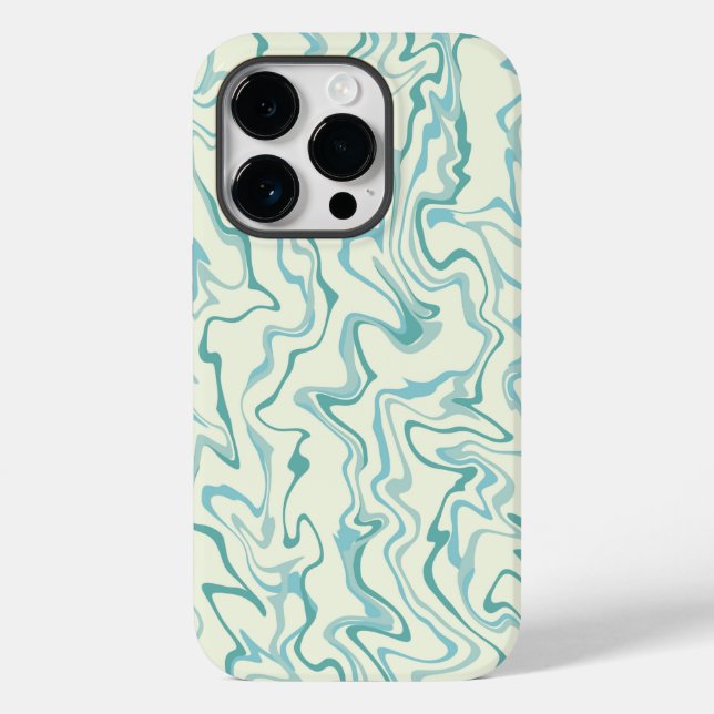 Hippie 70er Blue Marble Liquid Swirl Boho Muster Case-Mate iPhone 14 Pro Hülle (Rückseite)