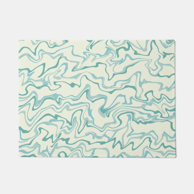 Hippie 70er Blue Marble Liquid Swirl Boho Muster Fußmatte (Vorderseite)