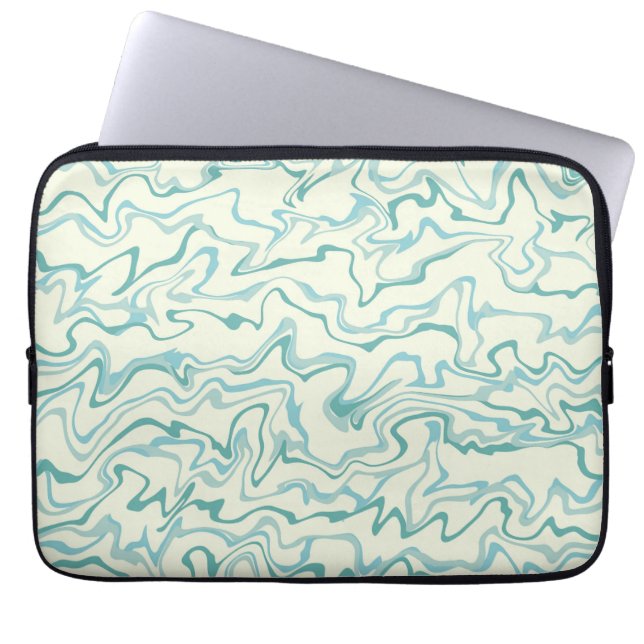 Hippie 70er Blue Marble Liquid Swirl Boho Muster Laptopschutzhülle (Vorderseite)