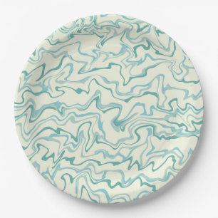 Hippie 70er Blue Marble Liquid Swirl Boho Muster Pappteller