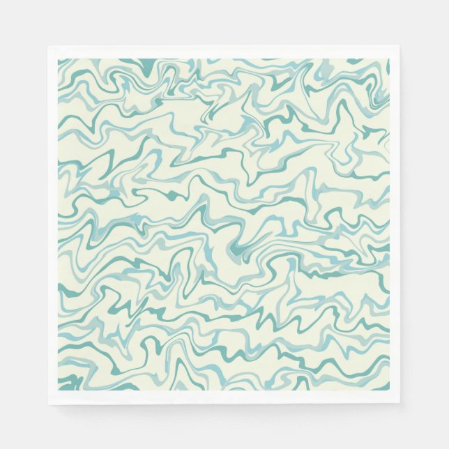 Hippie 70er Blue Marble Liquid Swirl Boho Muster Serviette (Vorderseite)