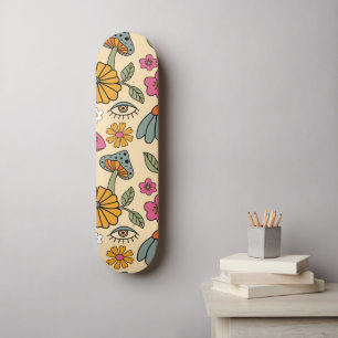 Hippie 70er Floral Mushroom Boho Floral Eye Muster Skateboard