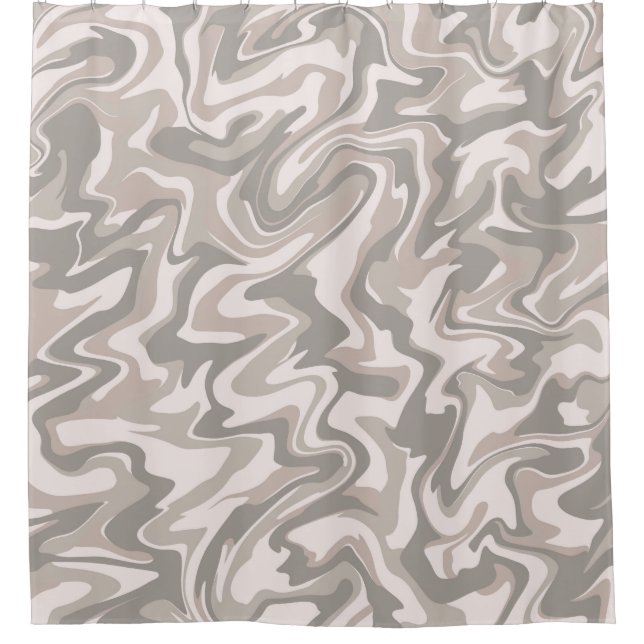 Hippie 70er Gray Marble Liquid Swirl Boho Muster Duschvorhang (Vorderseite)