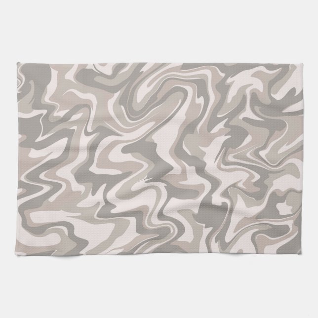 Hippie 70er Gray Marble Liquid Swirl Boho Muster Geschirrtuch (Horizontal)