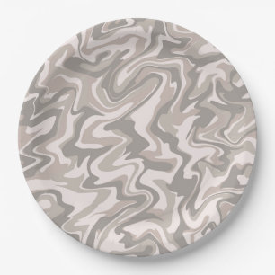 Hippie 70er Gray Marble Liquid Swirl Boho Muster Pappteller