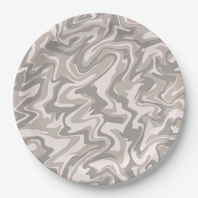 Hippie 70er Gray Marble Liquid Swirl Boho Muster Pappteller (Vorderseite)