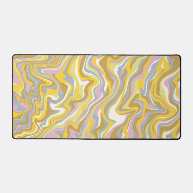 Hippie 70er Green Marble Liquid Swirl Boho Muster Schreibtischunterlage (Vorderseite)