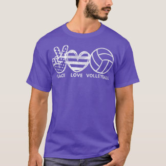 Hippie 70er Peace Liebe Volleyball Friedenszeichen T-Shirt