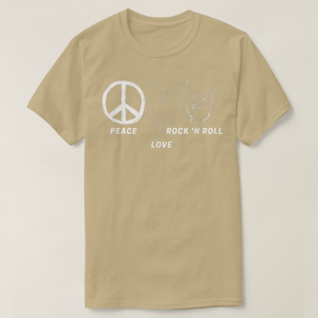 Hippie 70's Peace Liebe Rock 'N Roll Cool Band Lie T-Shirt (Design vorne)