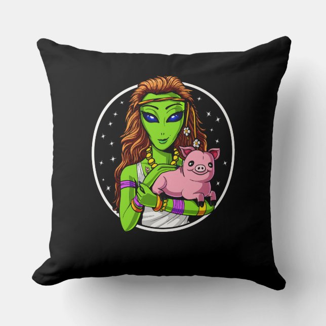 Hippie Alien Vegan Girl Kissen (Vorderseite)