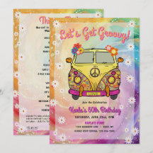 Hippie Anniversaire Fête Invitation et jeu