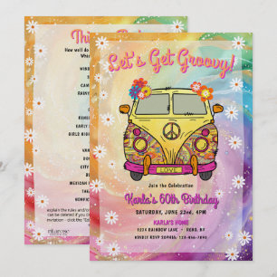 Hippie Anniversaire Fête Invitation et jeu