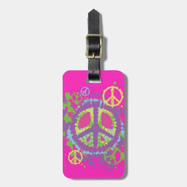 Hippie-Art-Friedenszeichen-Gepäckanhänger Gepäckanhänger (Vorderseite vertikal)