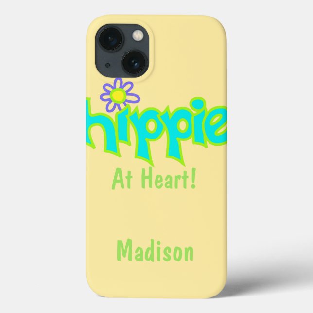 Hippie at Heart Turquoise Name Persönlich Case-Mate iPhone Hülle (Rückseite)