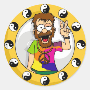 Hippie-Aufkleber Runder Aufkleber