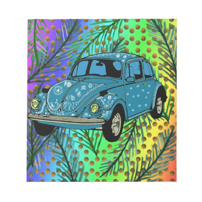 Hippie Auto Farbenfrohe Kunst Notepad Notizblock (Vorderseite)