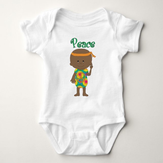 Hippie Baby Peace African American Strampler (Vorderseite)