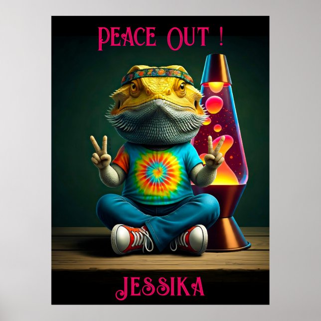 Hippie Bartagame Frieden Retro Custom  Poster (Vorne)