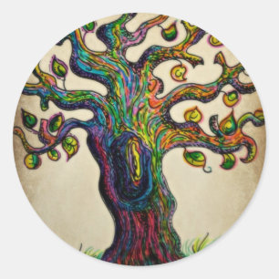 Hippie-Baum Runder Aufkleber