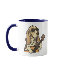 Hippie-Beagle spielt Gitarre