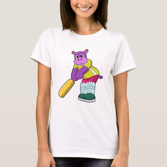 Hippie bei Cricket mit Cricket-Fledermaus T-Shirt (Vorderseite)