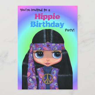 Hippie Birthday Party Lila Paisley Hippie Girl Einladung