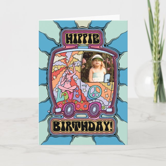 Hippie Birthday Personalizable Karte (Vorderseite)