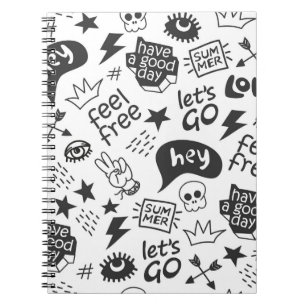 Hippie Black & White: Vintager Stil Notizblock