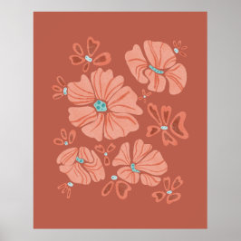 Hippie Blooms: Artwork der Abstrakten Roten Blume Poster