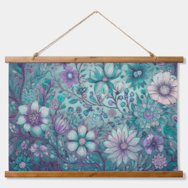 Hippie Blues Wandteppich Mit Holzrahmen