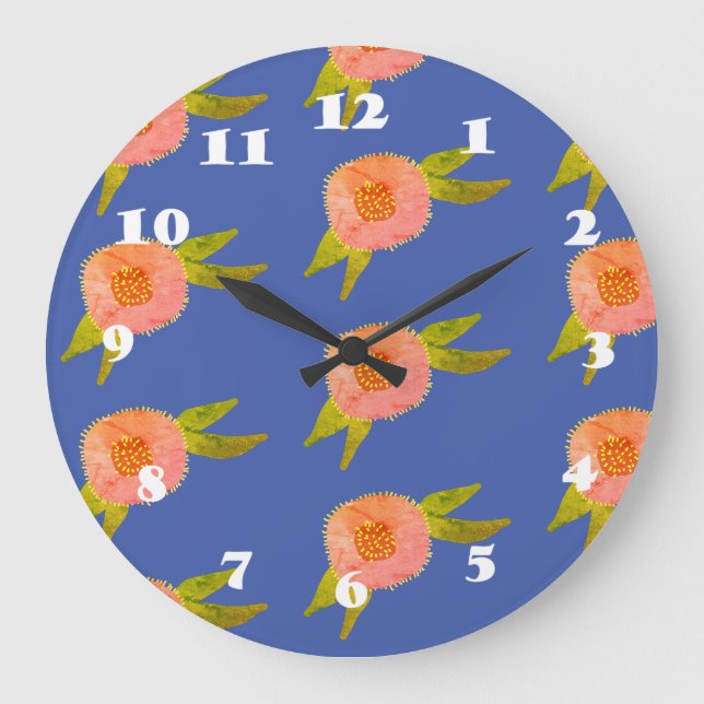 Hippie-Blume große Uhr (Vorderseite)
