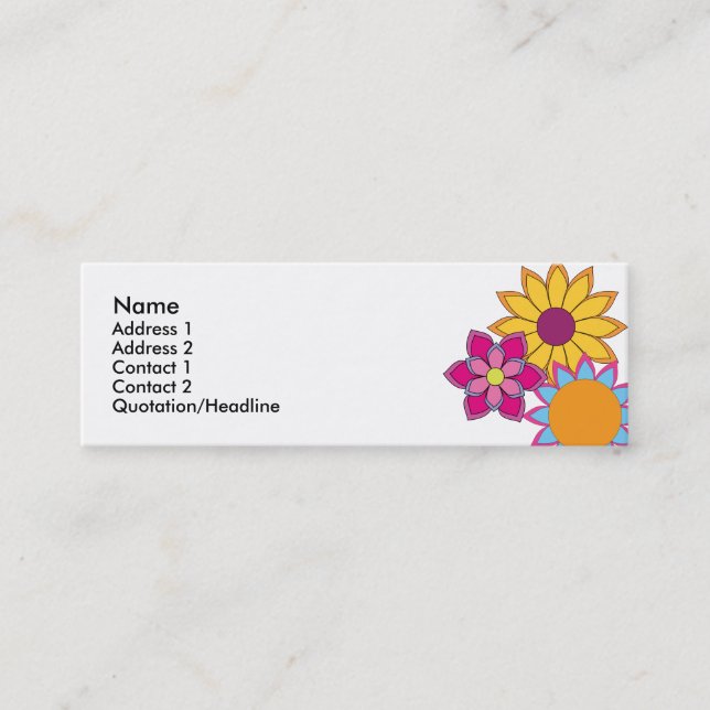 Hippie Blume Mini Visitenkarte (Vorderseite)