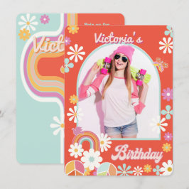 Hippie Blume Power Foto Abschluss Einladung
