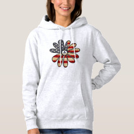 Hippie Blume Power Peace Signie American Flag Hoodie