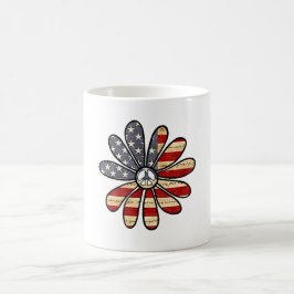 Hippie Blume Power Peace Signie American Flag Kaffeetasse