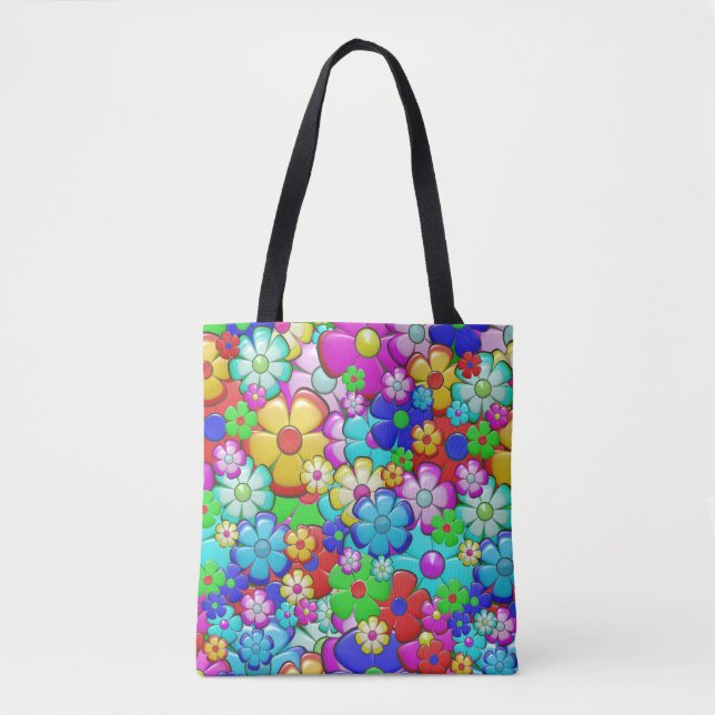 Hippie-Blumen-Tragetasche Tasche (Vorderseite)