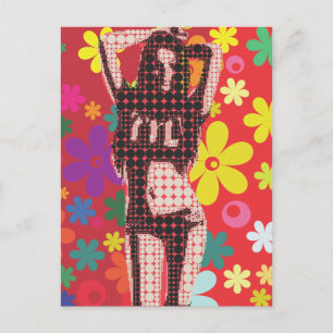 Hippie-Blumenkind-Thema der 60er Jahre Postkarte