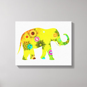 Hippie-Bohemischer Blumenelefant Leinwanddruck