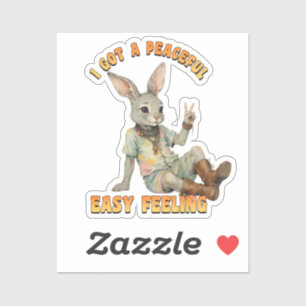 Hippie Boho Friedlicher Einfacher Gefühl Hase Kani Aufkleber