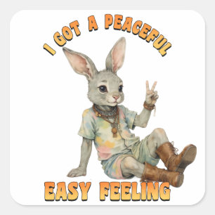 Hippie Boho Friedlicher Einfacher Gefühl Hase Kani Quadratischer Aufkleber