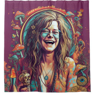 Hippie Boho Groovy Vibes Retro Psychedelic Trippy Duschvorhang