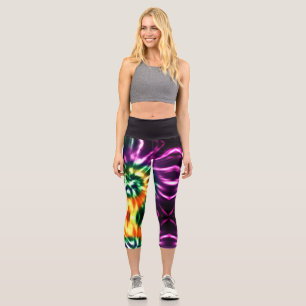 Hippie boho lustig grün gelb orange lila Krawatte  Capri Leggings