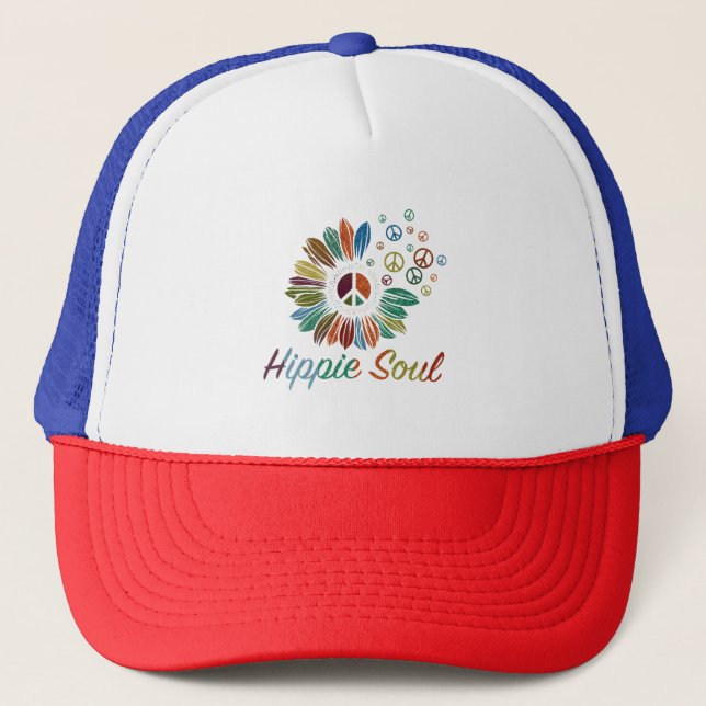 Hippie Boho Peace and Love Soul  Truckerkappe (Vorderseite)