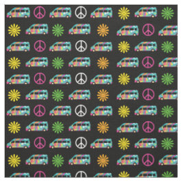 Hippie Bus Peace Sign 70er Stoff