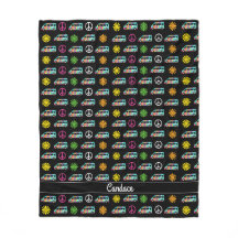 Hippie Bus Peace Signer 70er Personalisiert Black