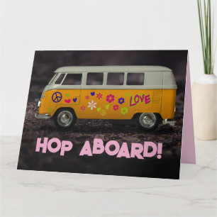 HIPPIE BUS VAN FUNNY ACCUEILLANT CARTE D'ANNIVERSA