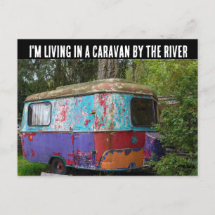 HIPPIE CARAVAN ICH LEBE MIT FLUSSPOSTCARDS POSTKARTE
